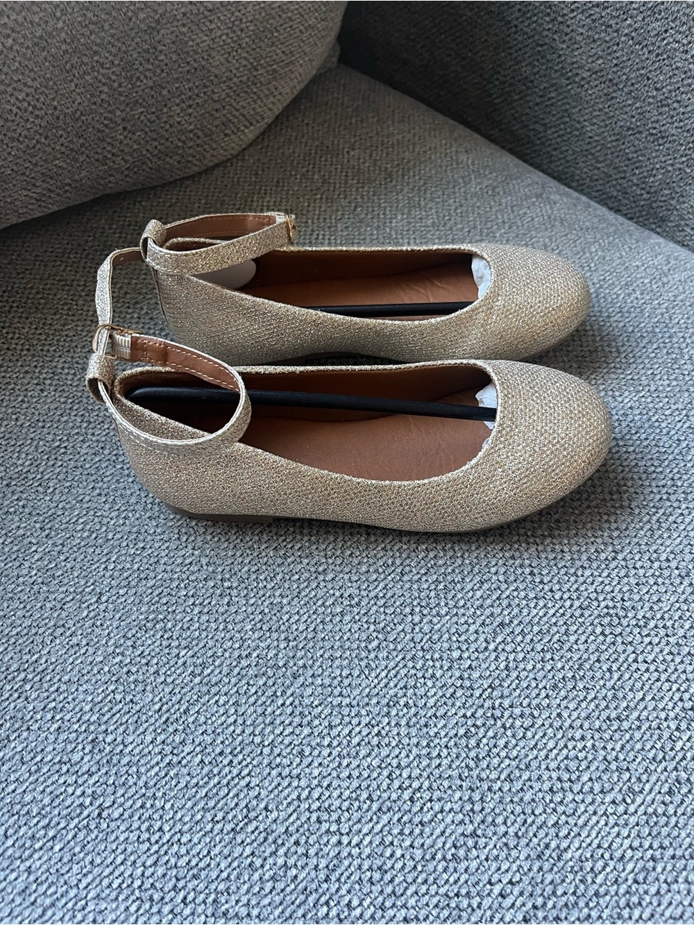 Girls' Sparkle Ankle-Strap Dress Flats - Gold